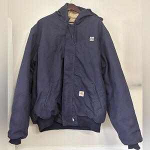 Carhartt FR Cat 4 Jacket Mens XL Tall Blue Work Flame Resistant Quilted Logo XLT